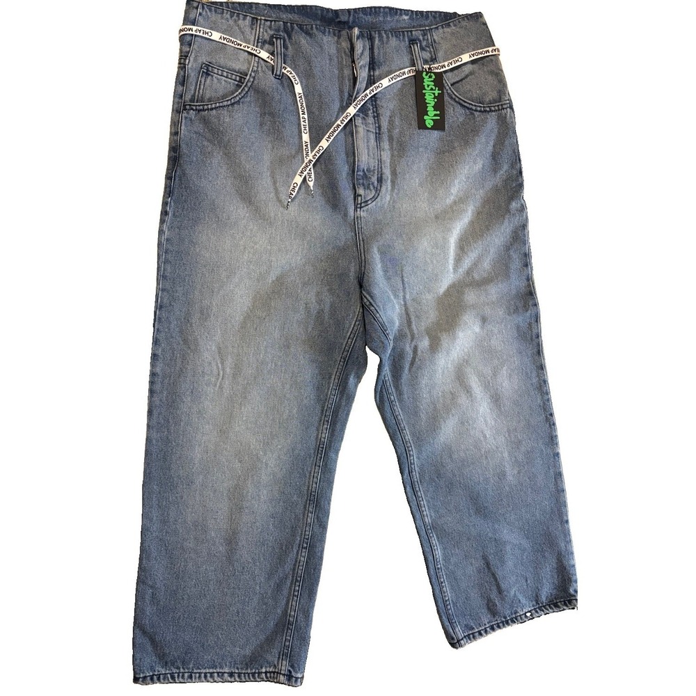 Cheap Monday Jeans Relaxed Paperbag Cropped Wide Leg High Rise Sz Large NWT